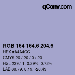 カラーコード: RGB 164 164.6 204.6 | qconv.com