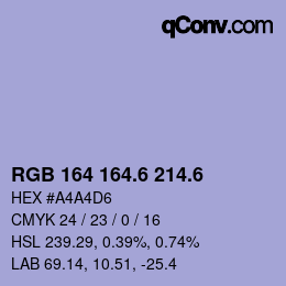 カラーコード: RGB 164 164.6 214.6 | qconv.com
