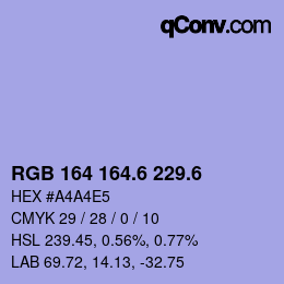 カラーコード: RGB 164 164.6 229.6 | qconv.com