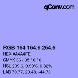 カラーコード: RGB 164 164.6 254.6 | qconv.com