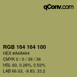 Color code: RGB 164 164 100 | qconv.com