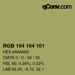 Color code: RGB 164 164 101 | qconv.com