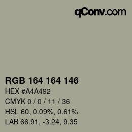 Color code: RGB 164 164 146 | qconv.com