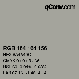 カラーコード: RGB 164 164 156 | qconv.com