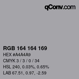 Color code: RGB 164 164 169 | qconv.com