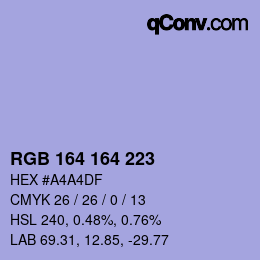 Color code: RGB 164 164 223 | qconv.com