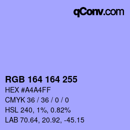 Color code: RGB 164 164 255 | qconv.com