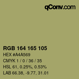 カラーコード: RGB 164 165 105 | qconv.com
