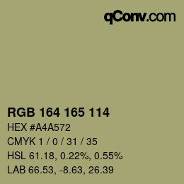 Color code: RGB 164 165 114 | qconv.com