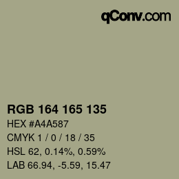 Color code: RGB 164 165 135 | qconv.com