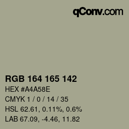 Color code: RGB 164 165 142 | qconv.com