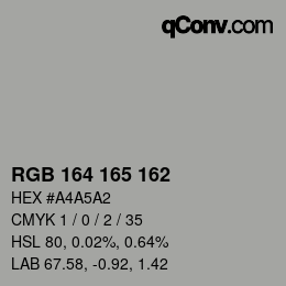 カラーコード: RGB 164 165 162 | qconv.com