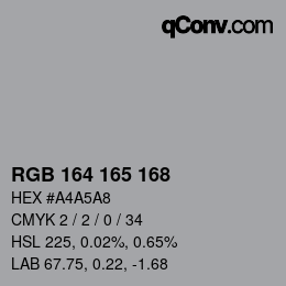 Color code: RGB 164 165 168 | qconv.com