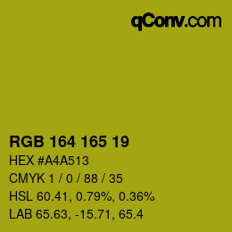カラーコード: RGB 164 165 19 | qconv.com