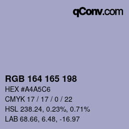 Color code: RGB 164 165 198 | qconv.com