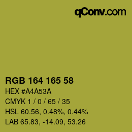 Color code: RGB 164 165 58 | qconv.com