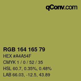カラーコード: RGB 164 165 79 | qconv.com