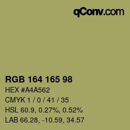 Color code: RGB 164 165 98 | qconv.com