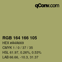 Color code: RGB 164 166 105 | qconv.com