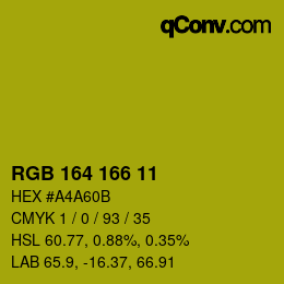 Color code: RGB 164 166 11 | qconv.com