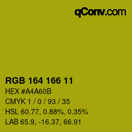 カラーコード: RGB 164 166 11 | qconv.com