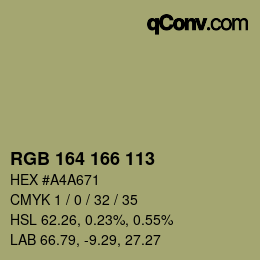 カラーコード: RGB 164 166 113 | qconv.com