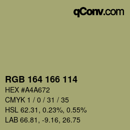 Color code: RGB 164 166 114 | qconv.com