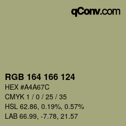 Color code: RGB 164 166 124 | qconv.com