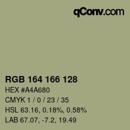 Color code: RGB 164 166 128 | qconv.com