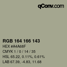 Color code: RGB 164 166 143 | qconv.com