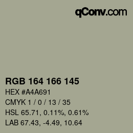 Farbcode: RGB 164 166 145 | qconv.com
