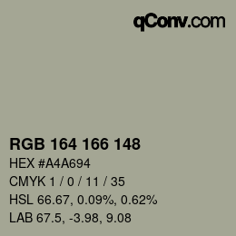 Color code: RGB 164 166 148 | qconv.com