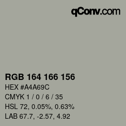 Color code: RGB 164 166 156 | qconv.com
