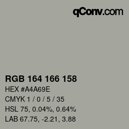 Color code: RGB 164 166 158 | qconv.com