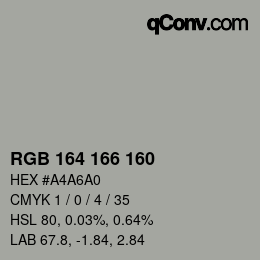 Color code: RGB 164 166 160 | qconv.com