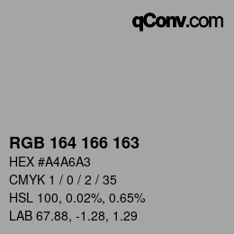 颜色代码: RGB 164 166 163 | qconv.com