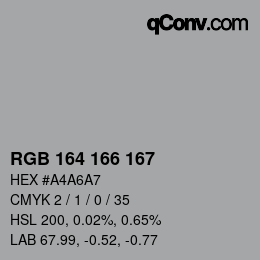 Farbcode: RGB 164 166 167 | qconv.com