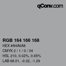 Color code: RGB 164 166 168 | qconv.com