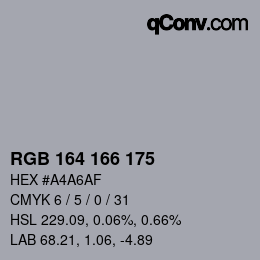 カラーコード: RGB 164 166 175 | qconv.com
