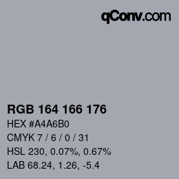 Color code: RGB 164 166 176 | qconv.com