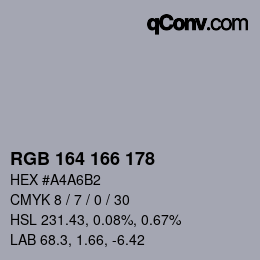 Color code: RGB 164 166 178 | qconv.com