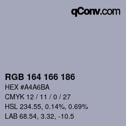 Color code: RGB 164 166 186 | qconv.com