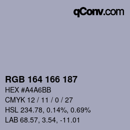 Color code: RGB 164 166 187 | qconv.com