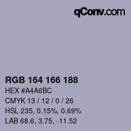 Color code: RGB 164 166 188 | qconv.com