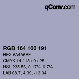 Color code: RGB 164 166 191 | qconv.com