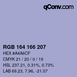 Color code: RGB 164 166 207 | qconv.com