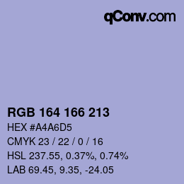 Color code: RGB 164 166 213 | qconv.com