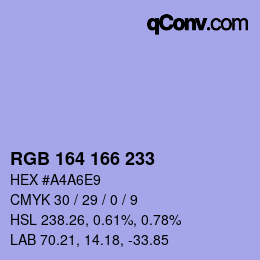 Color code: RGB 164 166 233 | qconv.com