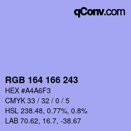 Color code: RGB 164 166 243 | qconv.com