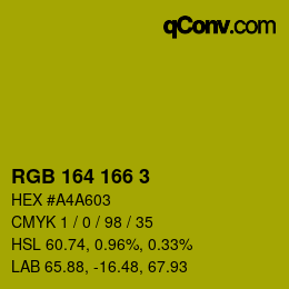 Color code: RGB 164 166 3 | qconv.com